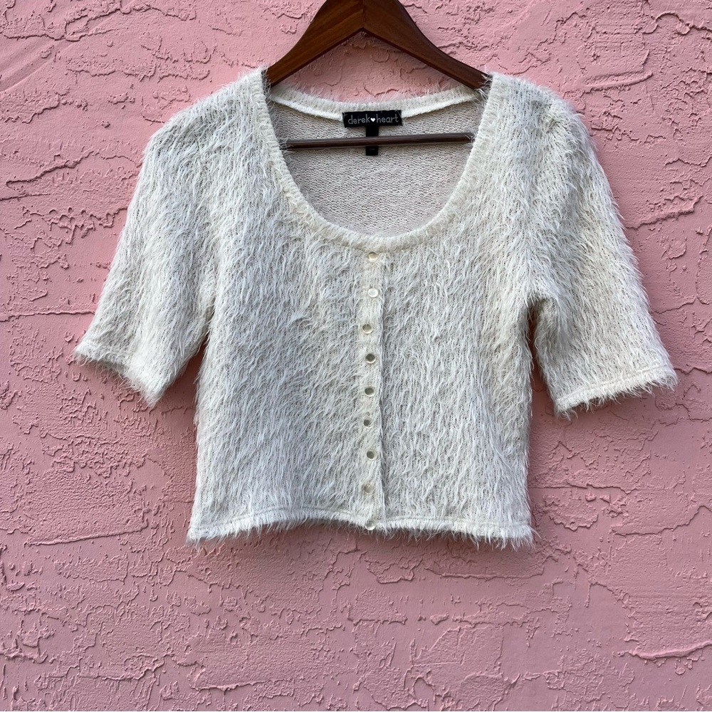 Derek Heart Top Sweater Fuzzy Cropped Womens Size Medium